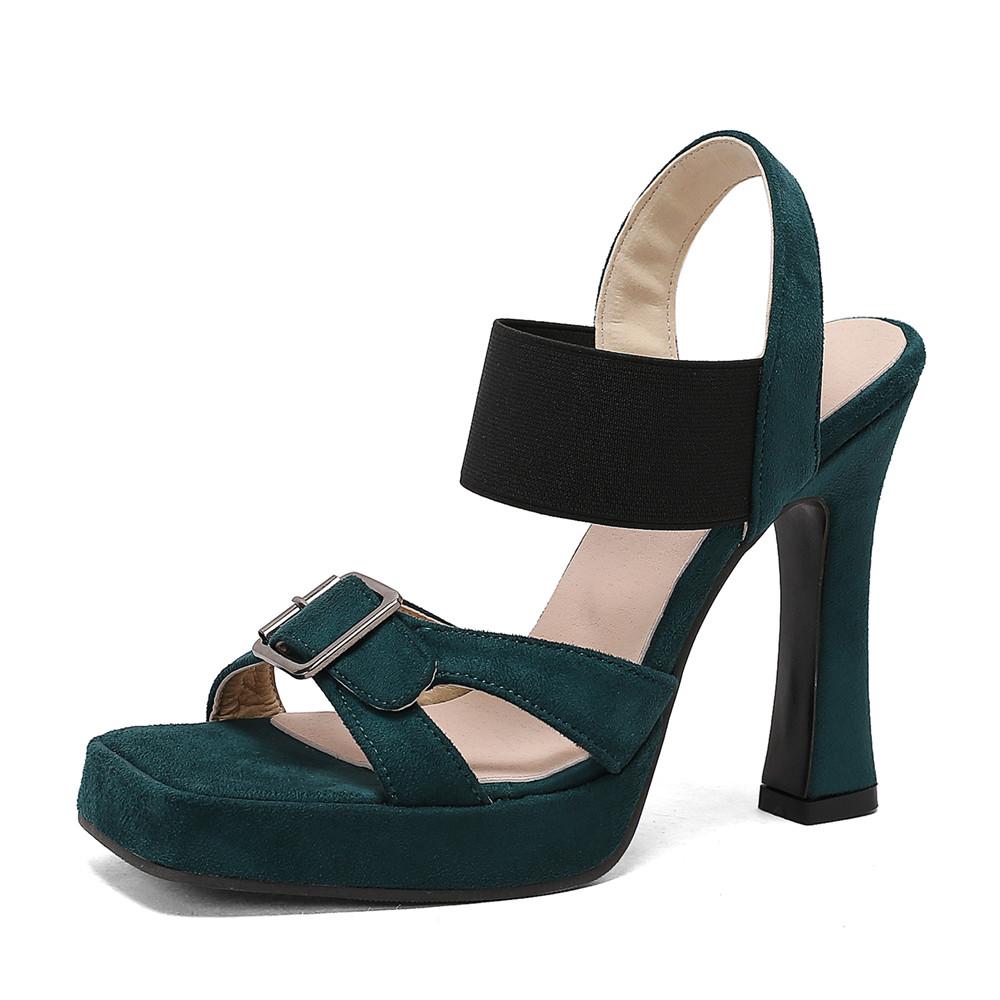 Мода 2025 Лето Новые Сандалии на Платформе Женская Обувь Толстый Каблук Сандалии Высокий Каблук Замша Мода Женские Sandalias De Mujer Размер 32-46