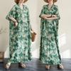 DIMANAF 2025 Женское летнее платье больших размеров Базовое длинное платье Винтаж Хлопок Лен Повседневное Цветочный принт Свободное