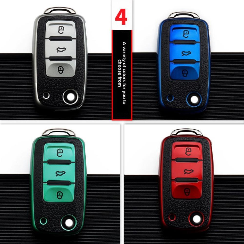VW Car Key Cover for Polo Golf Jetta Passat Tiguan Santana Leather Key Case Protector