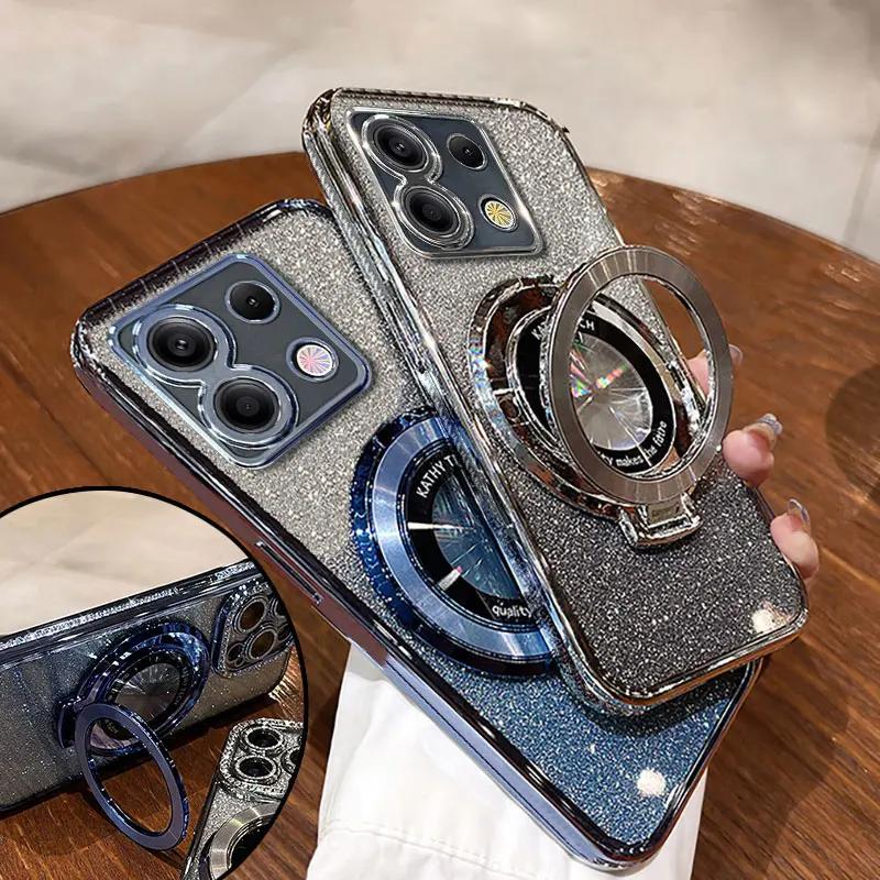 Роскошный чехол с креплением Glitter Case для Xiaomi Redmi note 13 pro 12 12S 13C 11 11S 10S 9S case для POCO X6 M6 M5S case holder cover