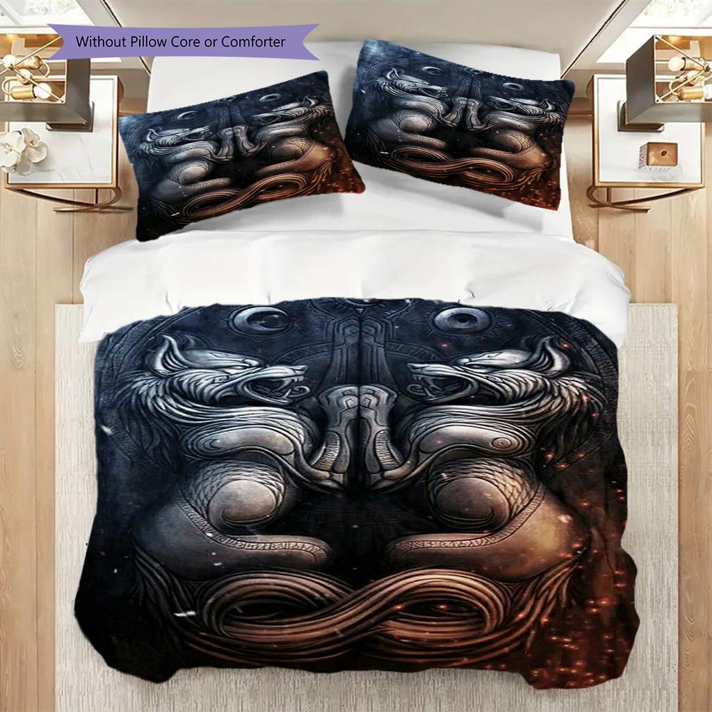 Dark Mystic Symbols Set Threepiece Set 1 Duvet Cover 2 Pillowcase Without Core Bedding Set Soft And Comfortable Christmas Birthday Gift