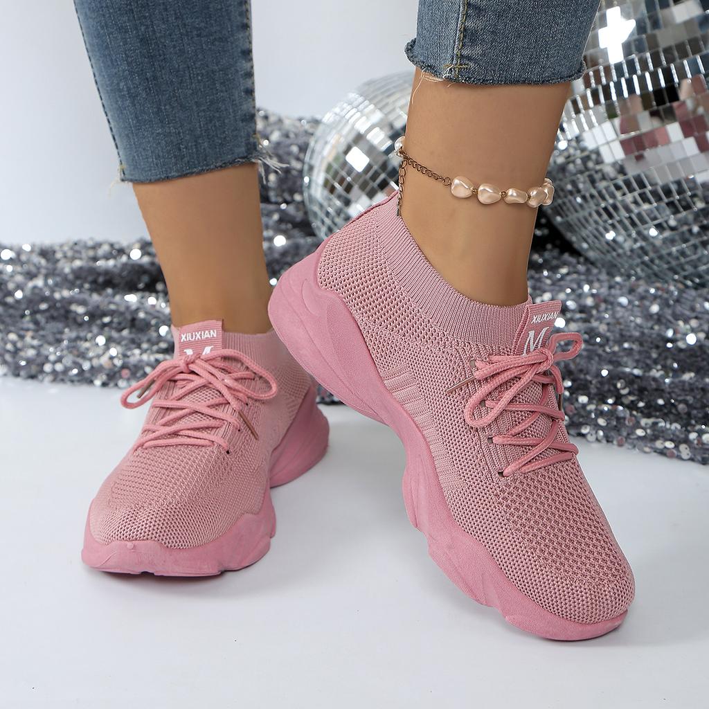 Fashion Women Mesh Breathable Casual Sneakers Lace-up Vulcanized Shoes Ladies Platform Sneakers Female Shoes Plus Size Zapatos De Mujer