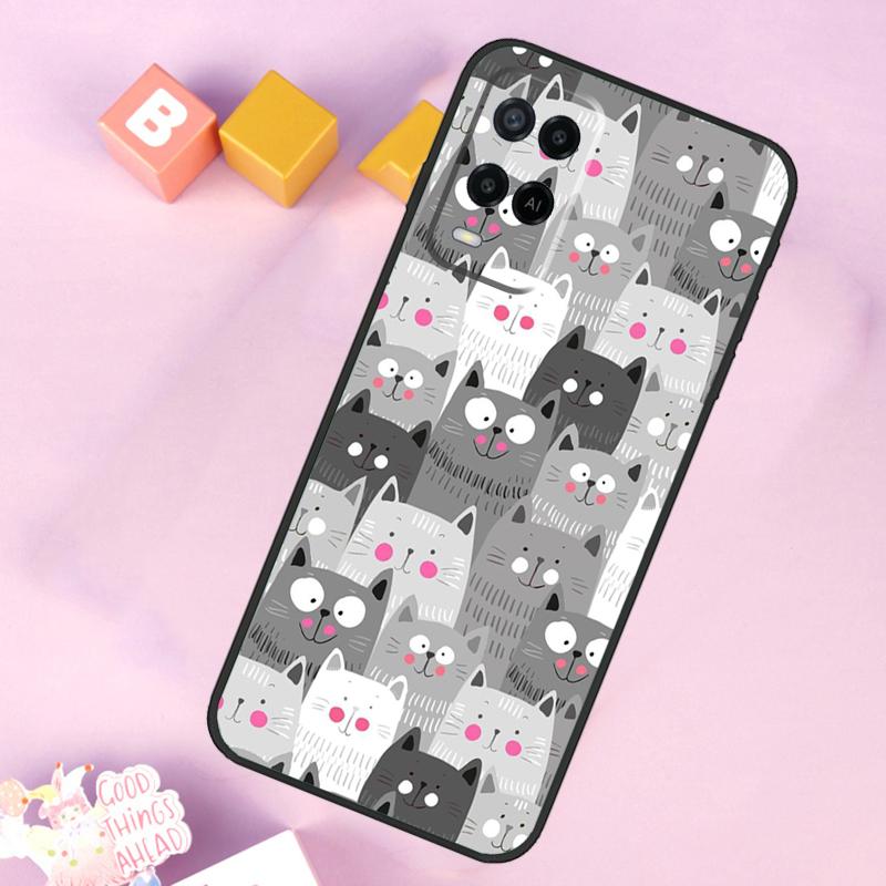 Милый Мультяшный Чехол-Кошка Для Oppo A17 A57 A16 A76 A96 A60 A40 A80 A18 A38 A58 A78 A98 A15 A54 A74 A94 A6 A5 Pro