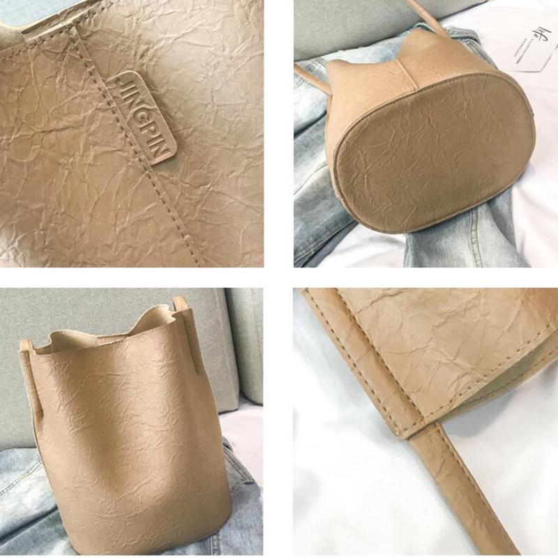 Women PU Leather Handbags Black Bucket Shoulder Bags Ladies CrossBody Bags Large Capacity Ladies Shopping Bag Bolsa Vintage Soft