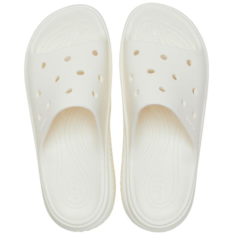 Crocs Тапочки на толстой подошве для снежных пещер, Нескользящие шлепанцы 'Белые' Женские