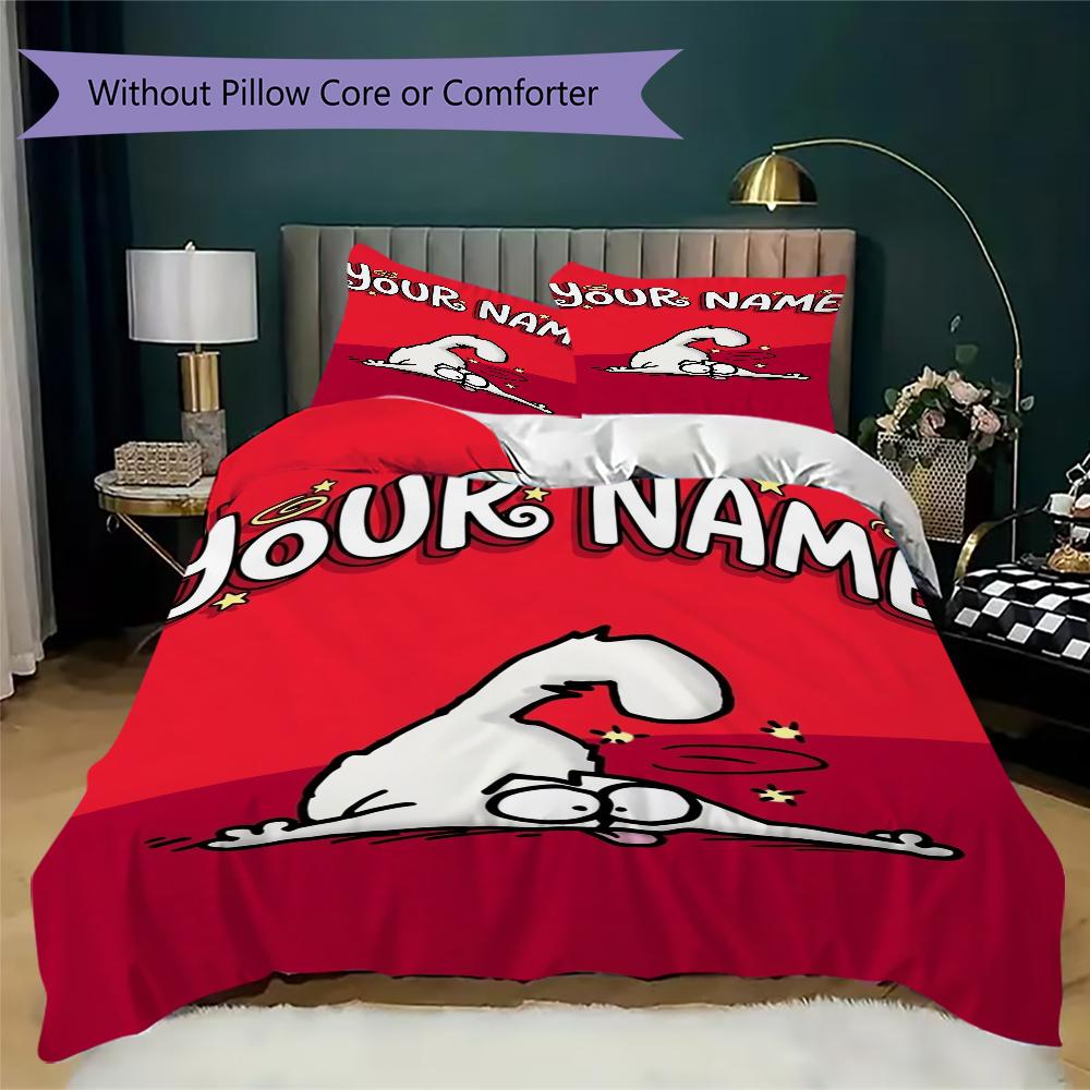 Custom Name Simon‘s cat Pattern Bedding uilt Set uilt Cover Pillowcase Home Decoration Birthday Gift (1*duvet cover+2*pillowcase without core)