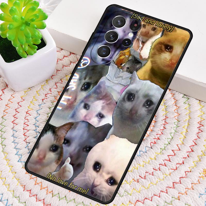 Чехол для телефона с мемами "Плачущий кот" для Samsung Galaxy note 10 pro S26 Ultra S23 S24 FE S25 S21 S22 PLUS ударопрочный