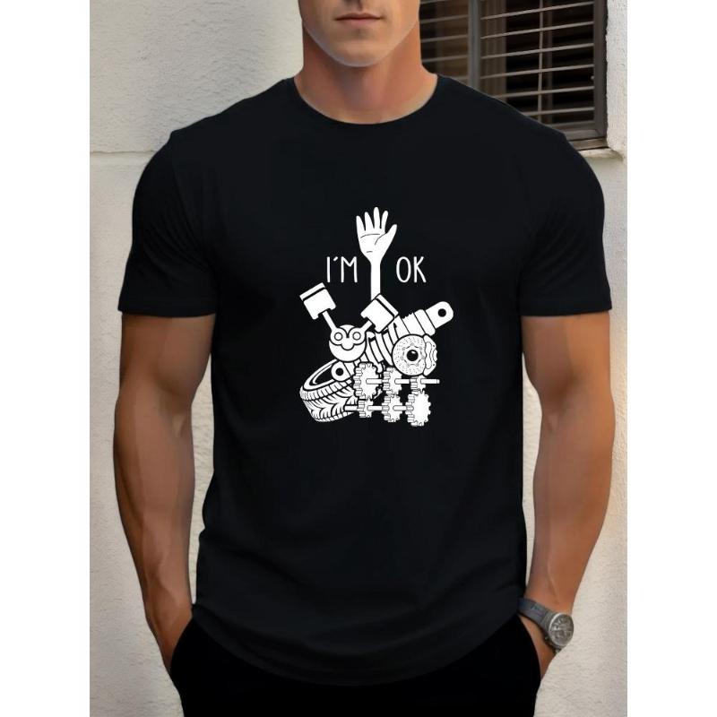 Mechanical I'm OK Graphic T-Shirt,Soft Breathable & Fade-Resistant, Classic Fit for Daily Casual Wear