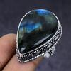 Ювелирное кольцо из стерлингового серебра 925 пробы с натуральным лабрадоритом, размер 7,5 L5v66