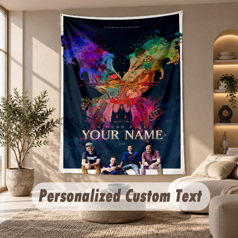 Tapestry Custom Name Text, Wall Hanging Tapestry Home Room DecorColdplay