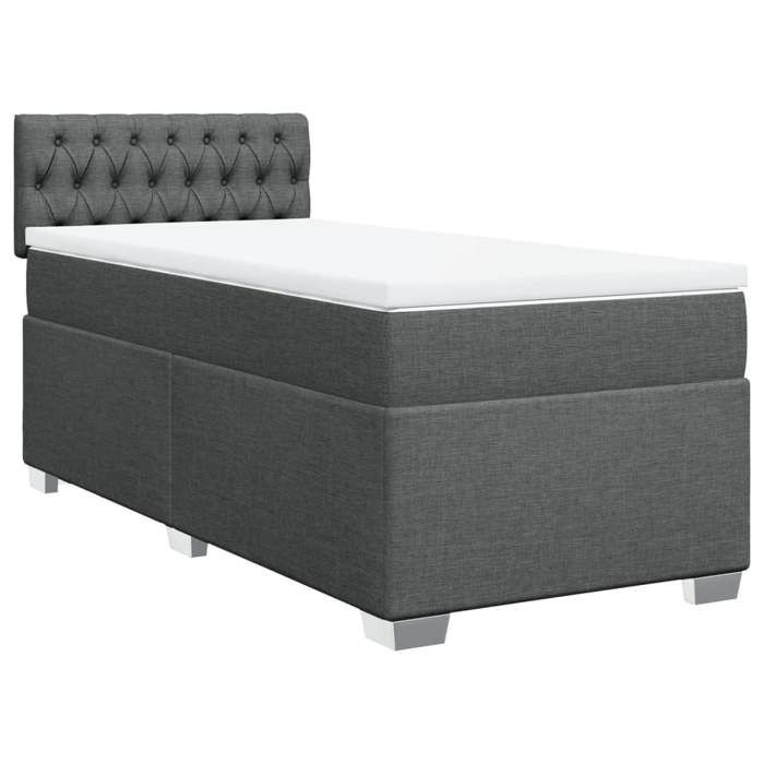 Maison Exclusive - Sommier à lattes de lit avec matelas Gris foncé 80x200 cm Tissu