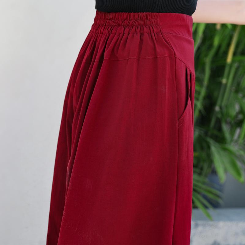 Сплошной цвет, эластичная талия, широкие брюки, женские летние повседневные свободные брюки с высокой талией, большие размеры
