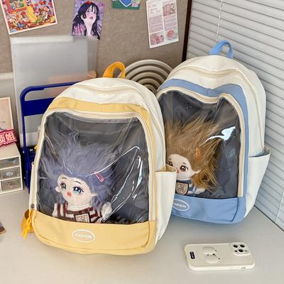 Style Bag Student Shoulder Bag Schoolbag Large Capacity Transparent PVC Badge Backpack Doll Display Bag