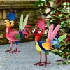 Iron Rooster Statue Hand-Painted Garden Rooster Ornaments Colorful Rooster Figurine Yard Art