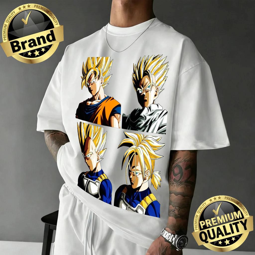 Mens Japanese Anime Dragon Ball Print TShirt Harajuku Cotton Hip Hop Streetwear 2026 Loose Fit Short Sleeve Top