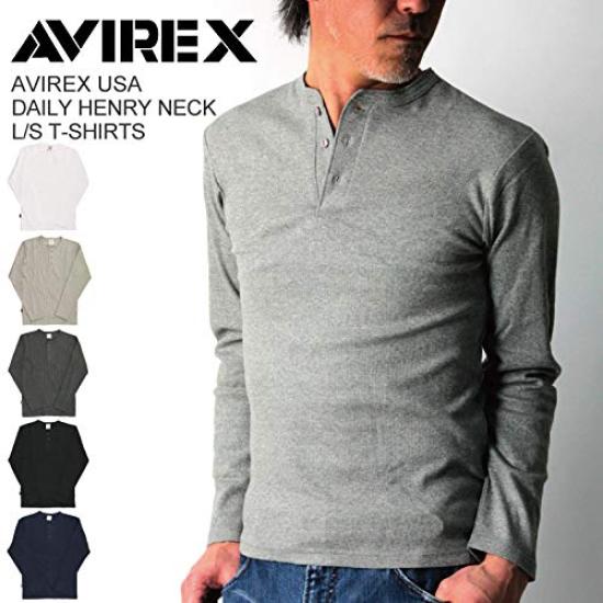 AVIREX Daily Series Henley Neck Long Sleeve T-Shirt 6153482 XL black