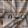 Современный белый книжный стеллаж (фон), сетчатые полки для звонков в Zoom, офисных видео и влогов