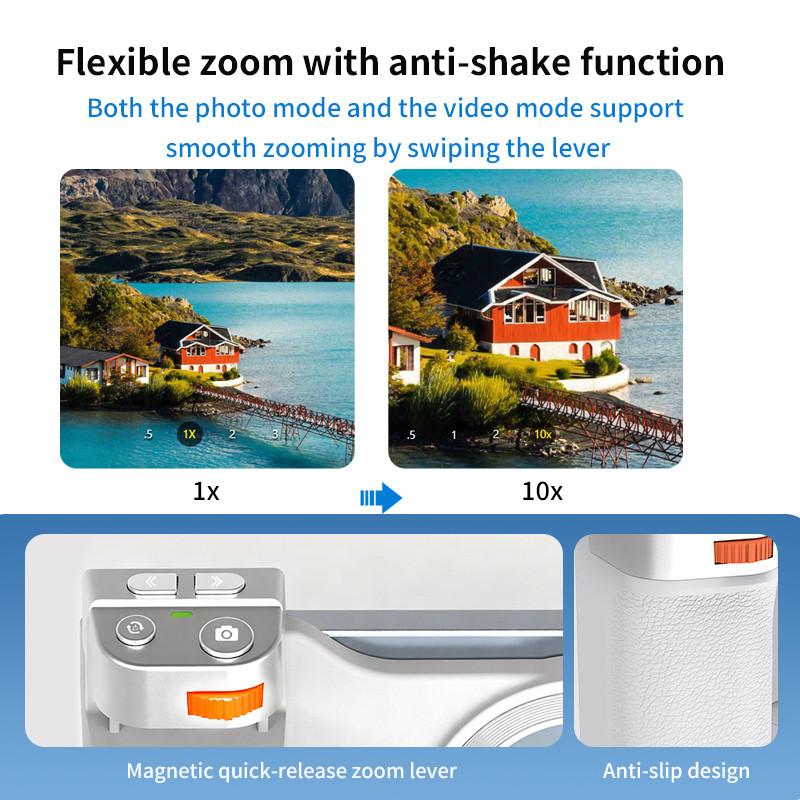 Fun Shot Magnetic Phone Camera Grip for iPhone Magsafe & Android with Detachable Charge Wireless Shutter Remote 1/4" Tripod Screw