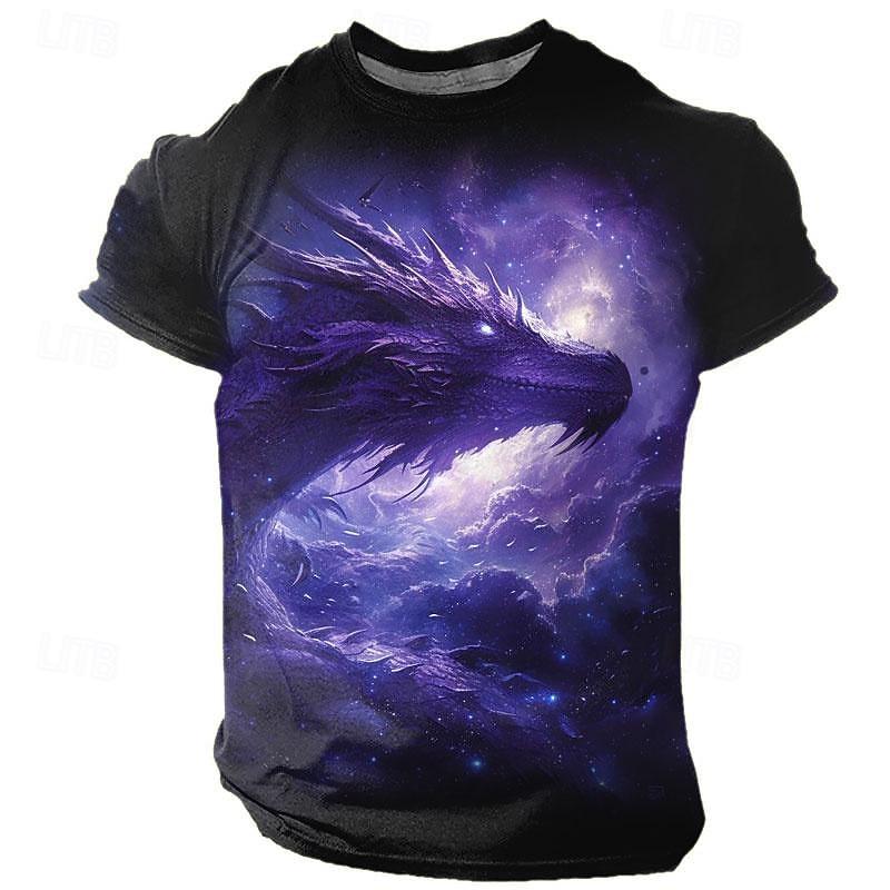 Men's Dragon T Shirt Short Sleeve T shirt 3D Print Crew Neck Shirt Designer Gothic Party Street Casual White Summer Spring