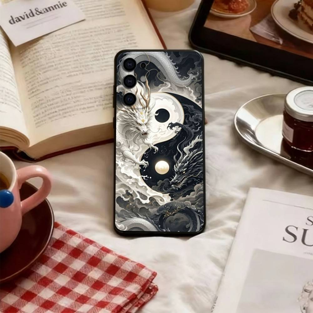 Чехол для телефона «Священный Дракон» для Samsung S25, S24, S21, S22, S23, S30, Ultra, S20, Plus, Fe, Lite, Note, 10, Черная крышка
