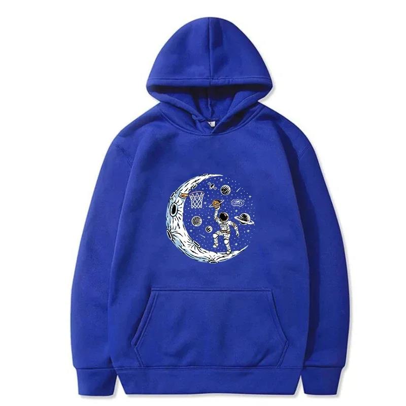 Space Travel Astronauts Throwing Basketball Prints male Hoodie Harajuku Street Hoody Vintage Casual Sweatshirt Autumn Hooded