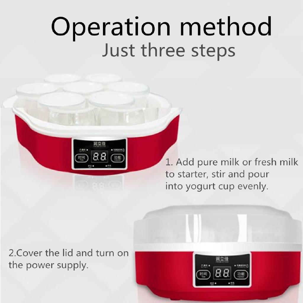 15W Automatic Smart Touchs Screen DIY Yogurt Machine 220V Electric Automatic Yogurt Maker With Timer 7 Glass Jars Container