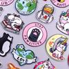 Cartoon Patch Animal Embroidered Patches For Clothing Cat Dog Patch Iron On Patches For Clothes Sticker On Clothes Hook Loop