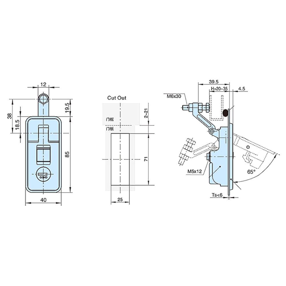 Zinc Alloy Durable Compression Panel Latch Adjustable Lever Push Button Lock Key Operated ISO9001 Certified RV Toolbox Lock