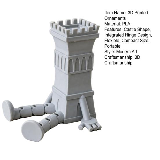 3D Printed Articulated Castle Action Figure, Flexible Fantasy Tower Toy, Creative Desk Decor & Fidget Toy, Unique Gift for Model Lovers Kids