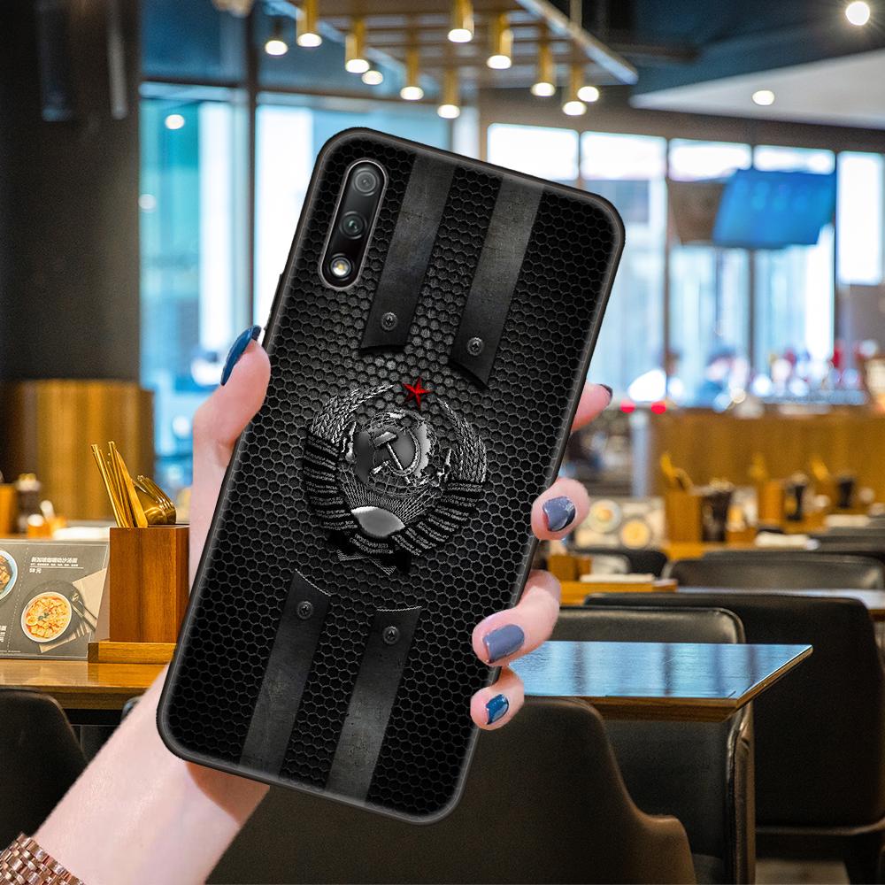 Чехол для телефона Huawei Honor 9X9 9S 10 20 30 S i A 8X 8A 8S 7X 7A Pro Lite, черная задняя крышка, роскошный силиконовый чехол с флагом СССР