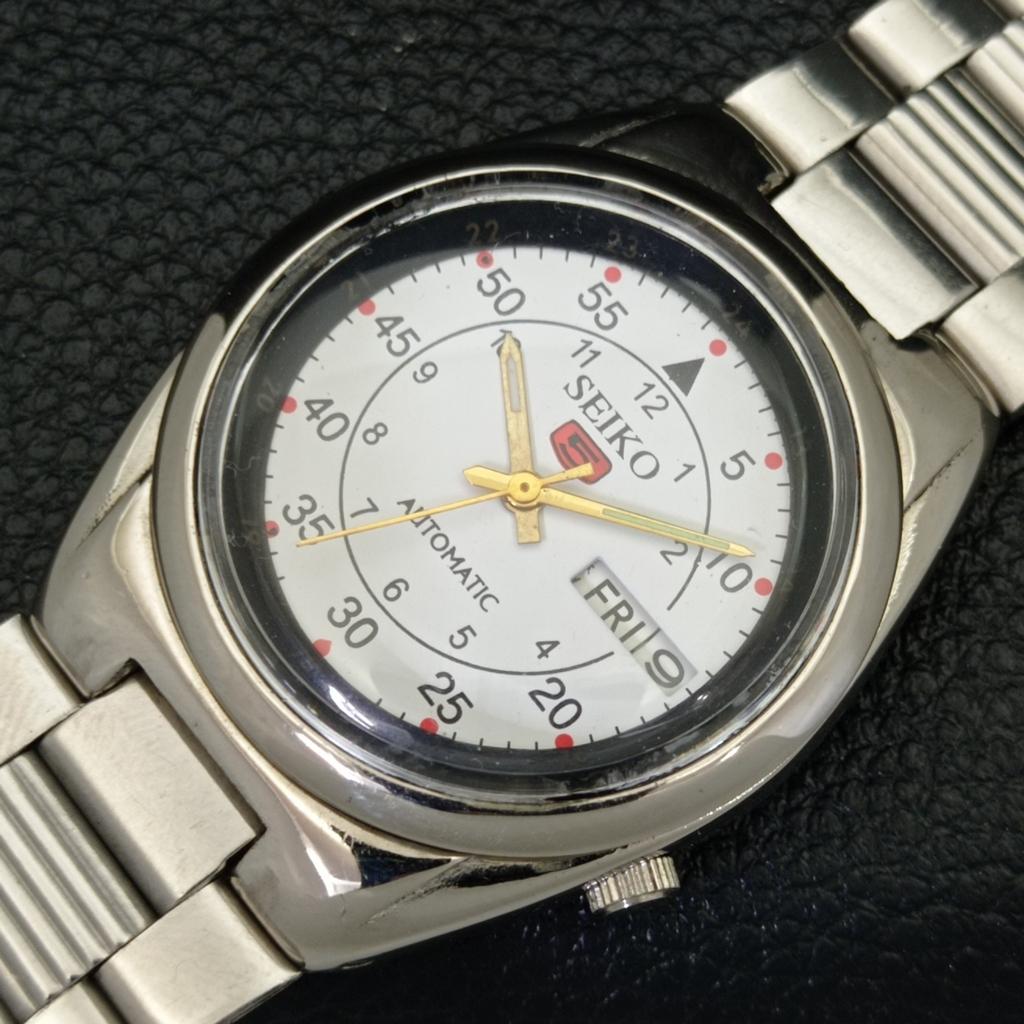 Б/У подлинные старинные автоматические мужские часы SEIKO 5 из Японии с белым циферблатом a433700-2