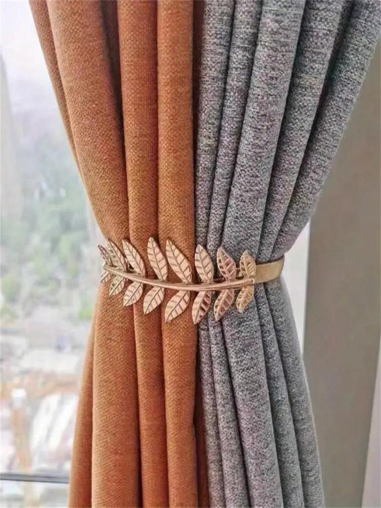 1 шт. Модная металлическая подхватка для штор - Дизайн пружины Алюминиевый сплав Резьба по листьям Подхватка для штор для штор, Современная декоративная подхватка для штор