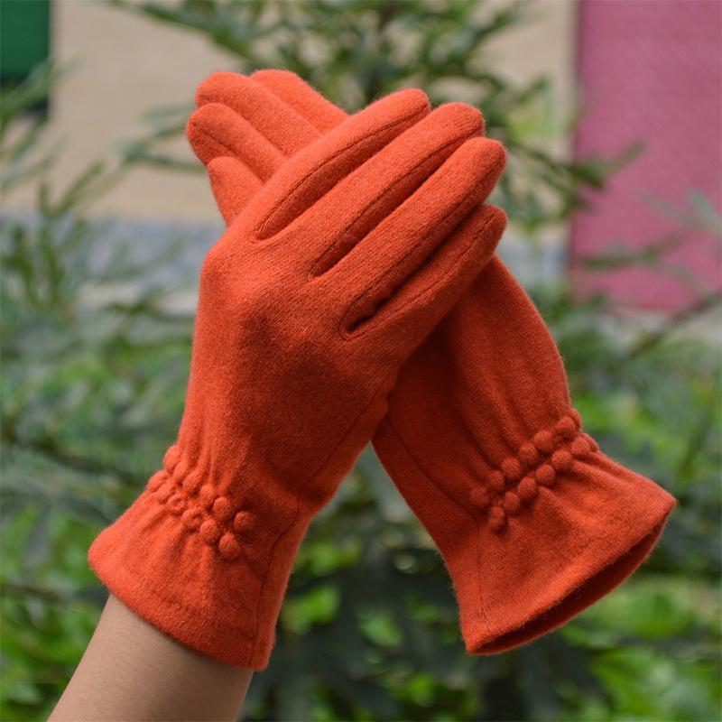 Шерстяные кашемировые перчатки женские теплые с сенсорным экраном зимние повседневные