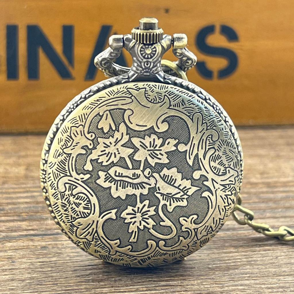 Bronze Pocket Watch with Smallest Metal Set Micro Dices Set Pocket Watch Case Suitable for Tabletop RPG and Board Games
