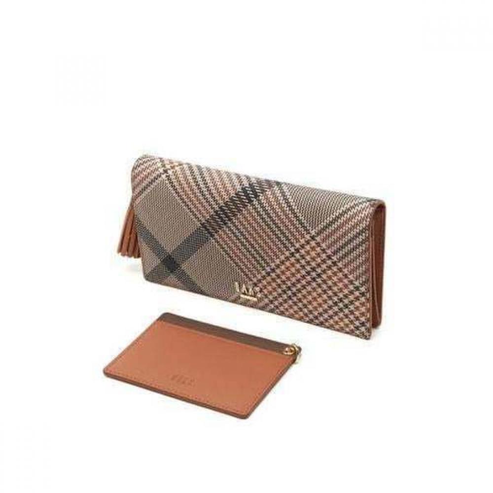 Daks Brown Check Pattern Tassel Point 2 Fold Wallet Dcwa5e322w2