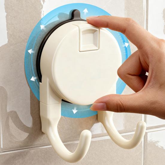 Прочный крючок на присоске с вакуумным уплотнением Push-to-Lock для ванной комнаты, кухни, балкона. Без сверления, без гвоздей. Съемный настенный держатель