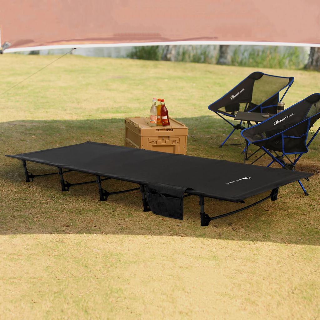 MOON LENCE Складная Кемпинговая Уличная Легкая до 160 кг Веса Включает Хранение и Переноску и Идеальна для Катастроф Черная Раскладушка, Кровать, Складная, Компактная,