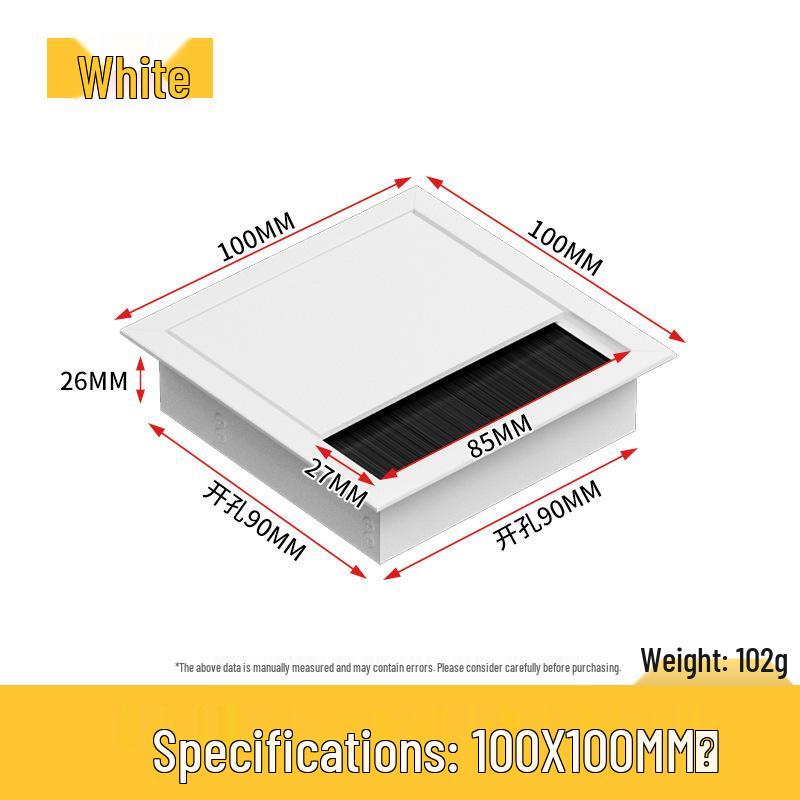 Desktop Cable Management Box: Flip-up Cover for Desk Cable Hole - Wire Pass-through and Decorative Rectangular Plate