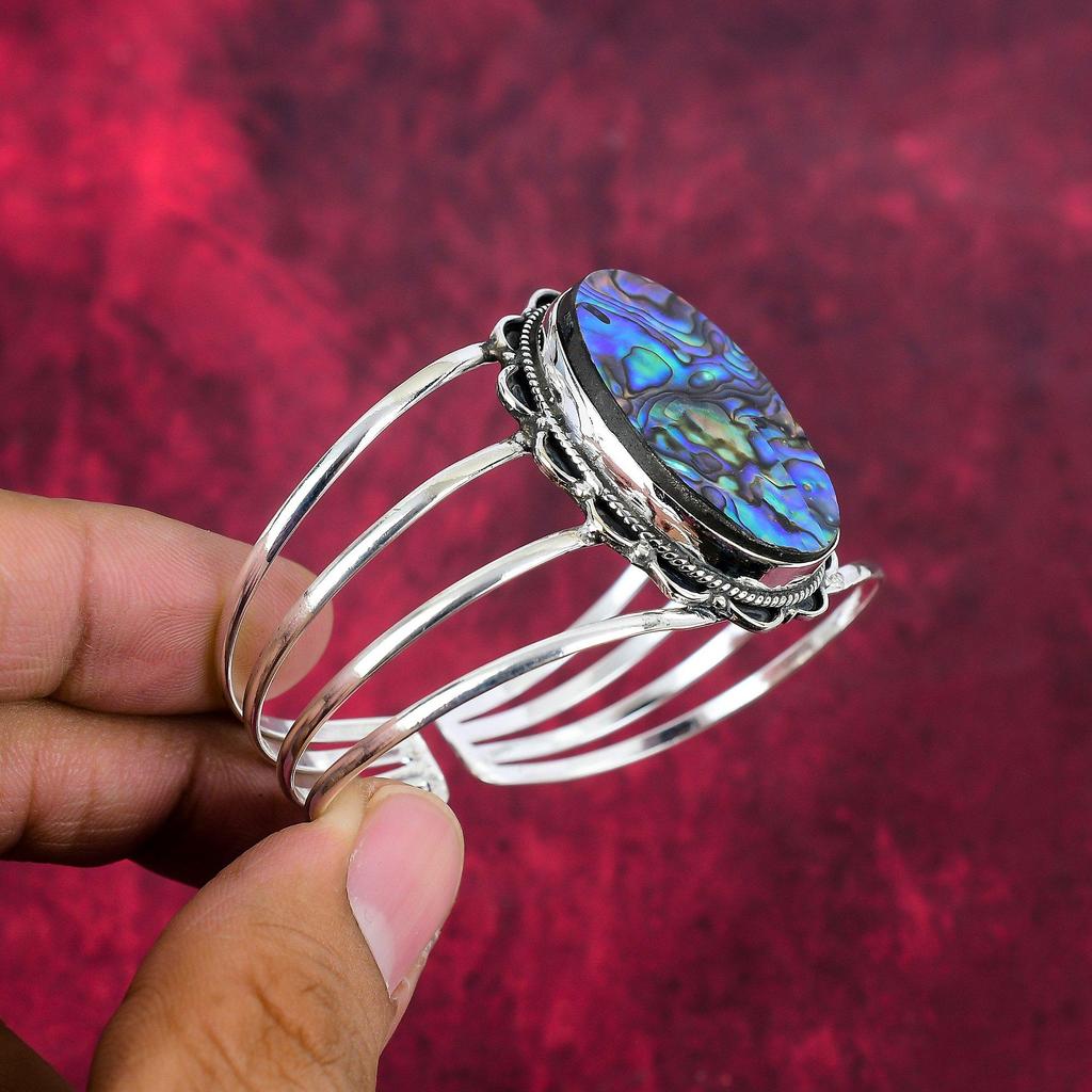 Браслет из ракушки Abalone Shell Bangle из цельного серебра 925 пробы, ювелирные изделия из драгоценных камней, браслет ручной работы, для свадебного подарка