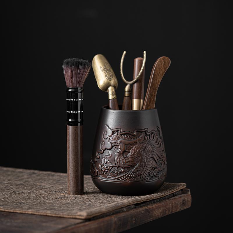Высококачественная фиолетовая керамика для чайной церемонии Six Gentlemen Hand Carving Керамика Blackwood Solid Kung Fu Чайный сервиз Аксессуары