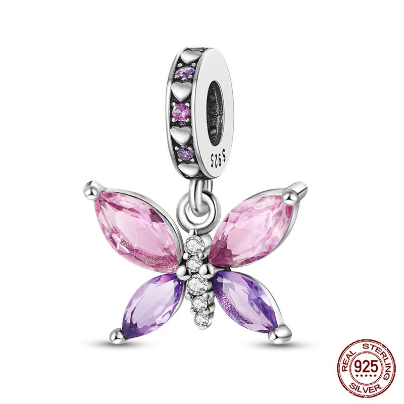 100% 925 Silver Exquisite Cubic Zircon Butterfly Bee Ladybug Charms Bead Fit Qikaola Original Bracelet Fine DIY Jewelry