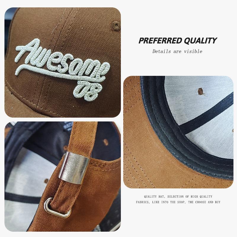 Embroidery Letter Baseball Cap Children Spring Summer Student Couple Versatile Street Racket Tide Wide Brim Peaked Cap Men