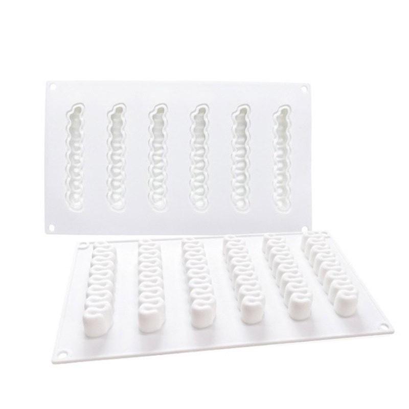 1 шт. Форма для муссового торта из силикона с 6 скрученными полосками для выпечки французской выпечки, волнистый крем, десерт, декоративная шоколадная форма