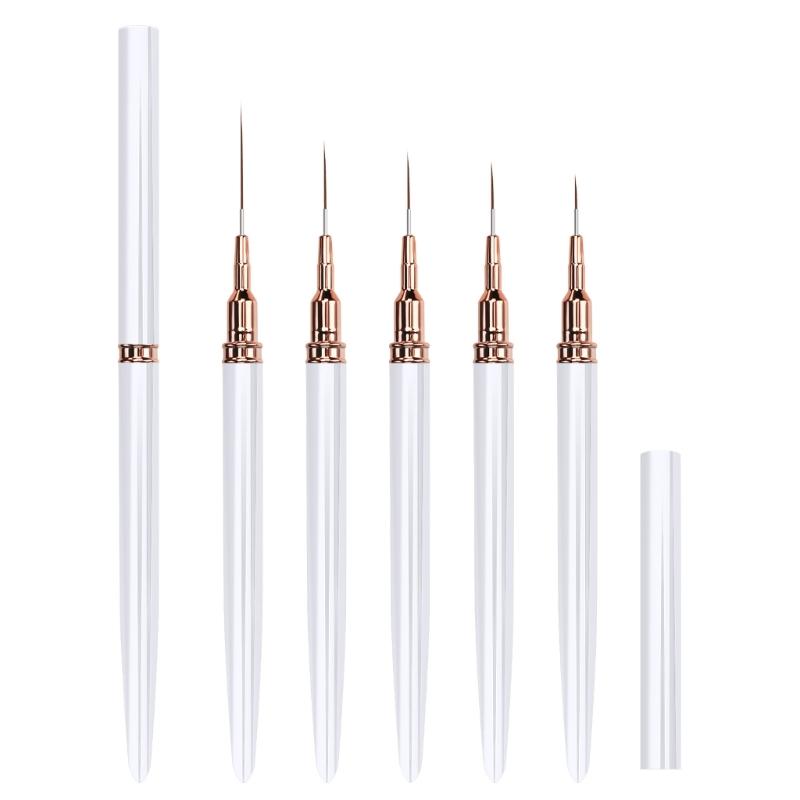 5Piece Nail Design Nail Art Painting Brush With Ergonomic Handle For Smooth Strokes And Detailed Pattern Creation