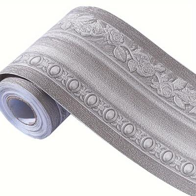 1 рулон самоклеящихся серых обоев, 3D водонепроницаемые края стен, подходящие для декоративных обоев для кухни, ванной комнаты