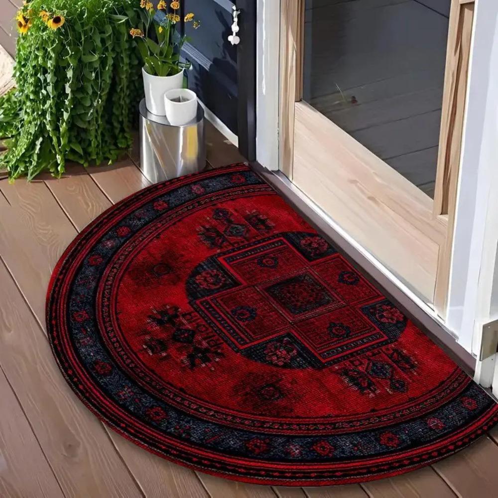 Boho Half Round Doormat Floral Pattern Floor Mat High Quality Welcome Rugs Indoor Outdoor