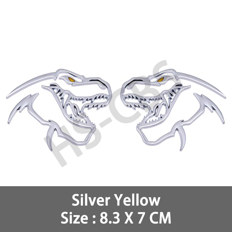 2Pcs Metal Hollow Style Tyrannosaurus Rex Totem Badge Dinosaur Head Emblem Stickers For TRX Raptor Accessories