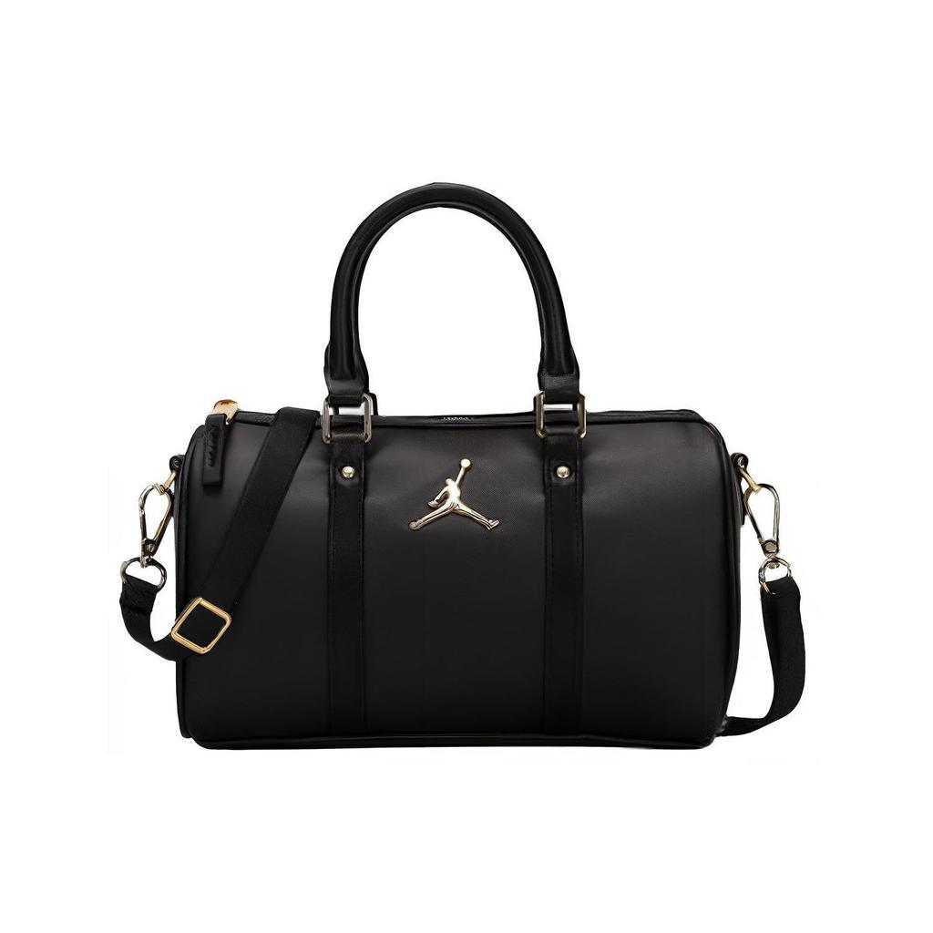 Jordan Metal Airman Logo Leather Polyester Boston Bag Unisex Handbags Black DR5595-010