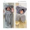Autumn and Winter Bear Hat Scarf Integrated Women's Thermal Gloves Three-piece Set Cute Hooded Ear Hat Plush Hat
