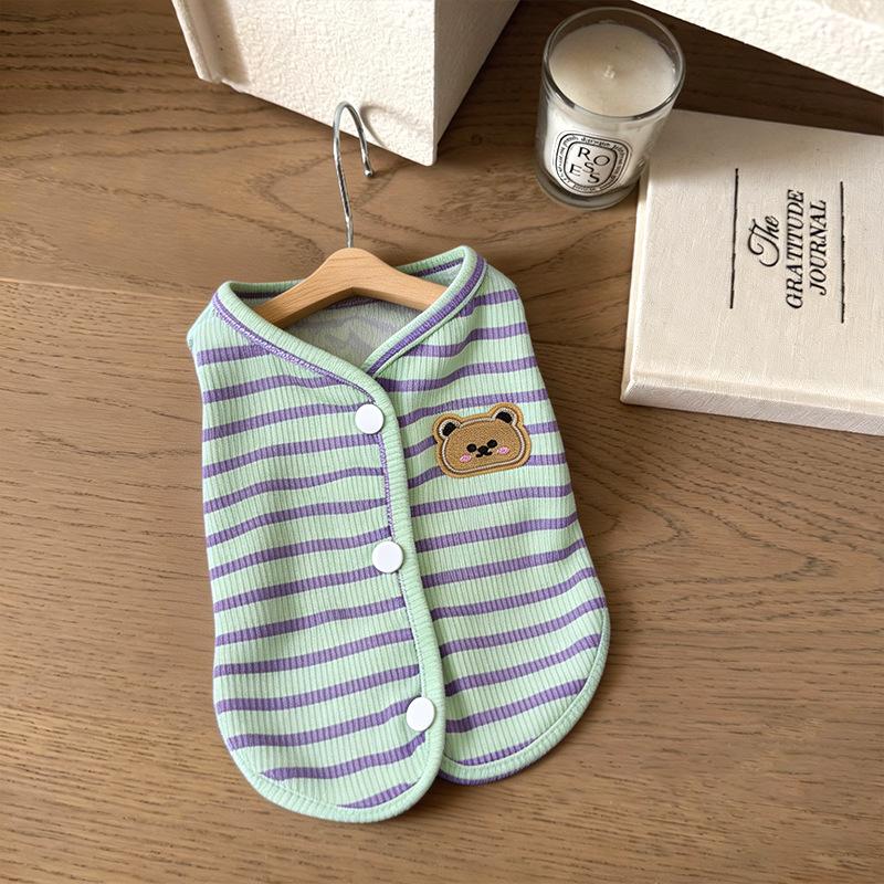 Puppy clothes Spring clothing Thin puppies Summer dog pet bipods Breathable crew neck small vest Travel than bears